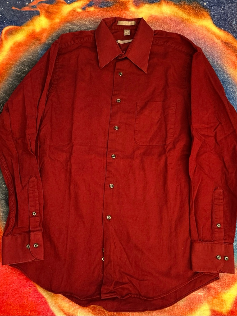 Geoffrey Beene Maroon Long-Sleeve Button-Up Shirt
